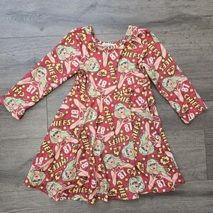 Taylor Swift KC Chiefs Travis Kelce Girls Dress Size 3 Hand Hearts Football